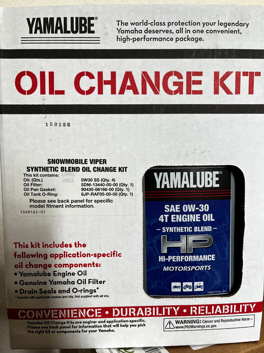 Yamaha Snowmobile SRViper/Sidewinder 0W-30 Synthetic Blend Oil Change Kit